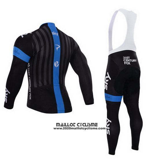 2015 Maillot Ciclismo Sky Azur et Noir Manches Longues et Cuissard